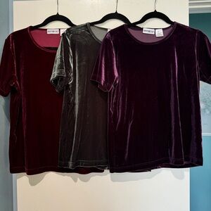 White Stag Set: Ruby, Emerald, Amethyst Short Sleeve Velvet Top size Large